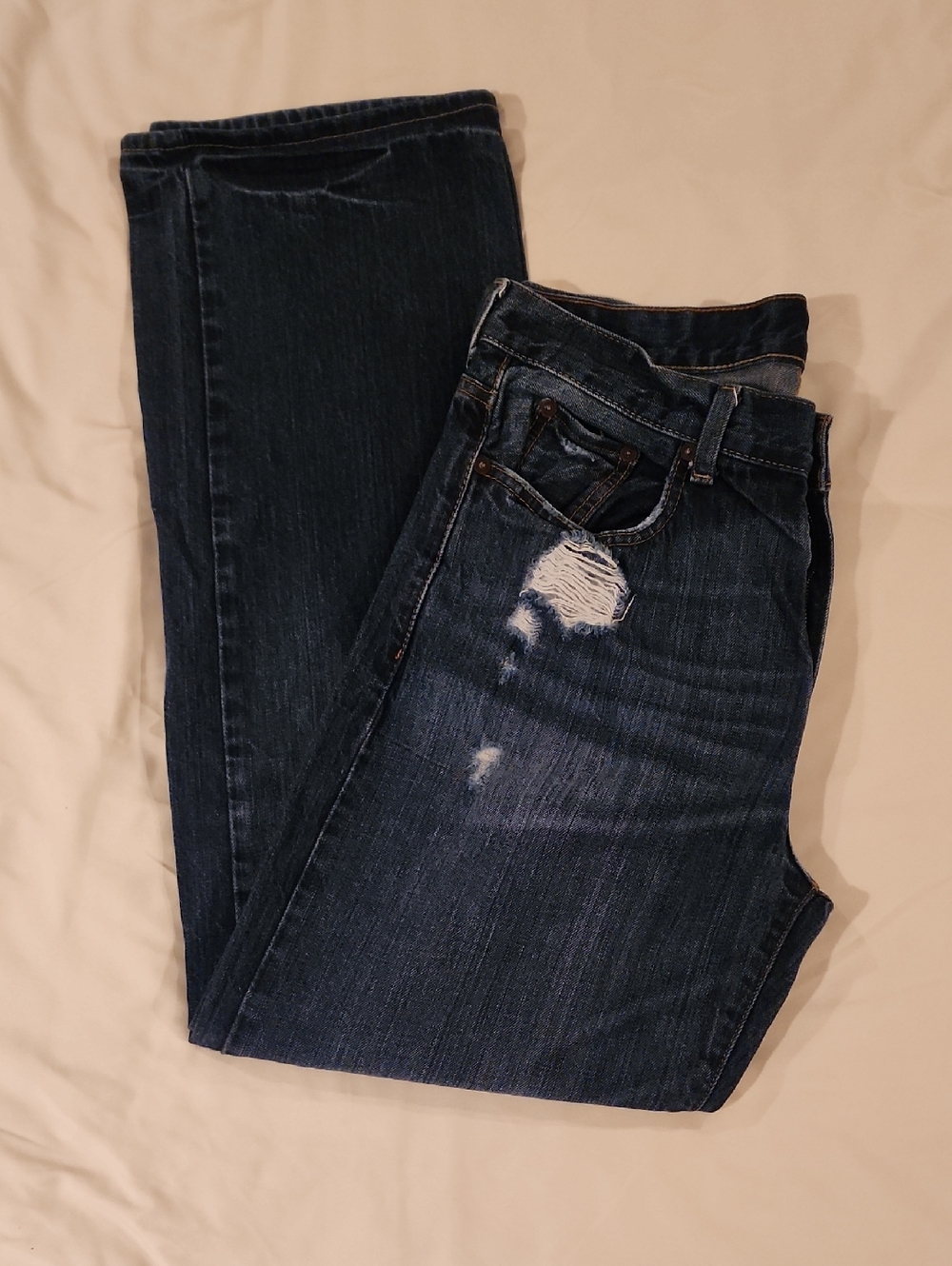 Daniel Cremieux Dark Blue Distressed - Relaxed Fit Jeans. Size 32x32